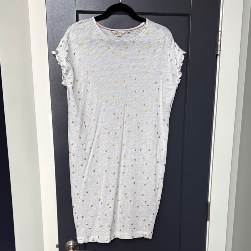 Boden gold and white shirt dress